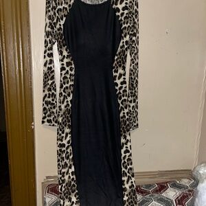 Symphony Black and Tan Sheath Dress Sleeveless Crew Neck